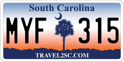 SC license plate MYF315