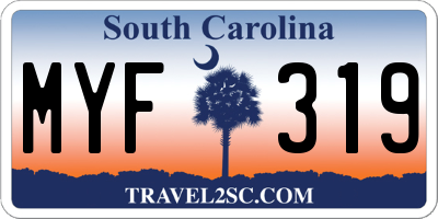 SC license plate MYF319