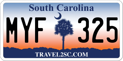 SC license plate MYF325