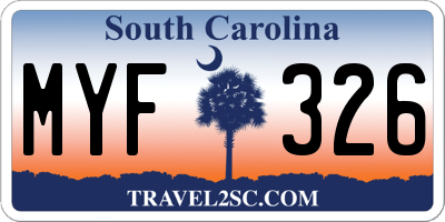 SC license plate MYF326