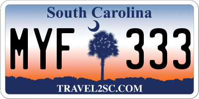 SC license plate MYF333