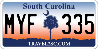 SC license plate MYF335