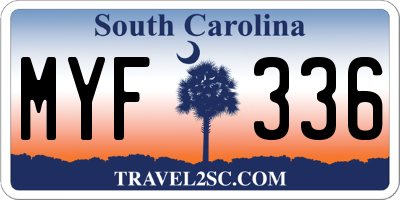 SC license plate MYF336