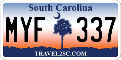 SC license plate MYF337