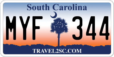SC license plate MYF344