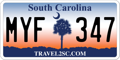 SC license plate MYF347