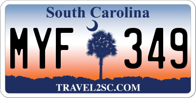 SC license plate MYF349