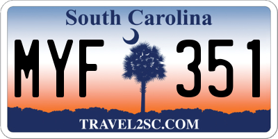 SC license plate MYF351