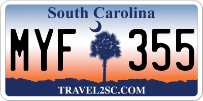 SC license plate MYF355
