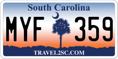 SC license plate MYF359