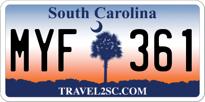 SC license plate MYF361