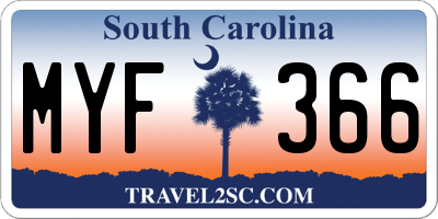 SC license plate MYF366