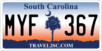 SC license plate MYF367