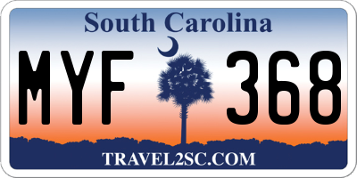 SC license plate MYF368