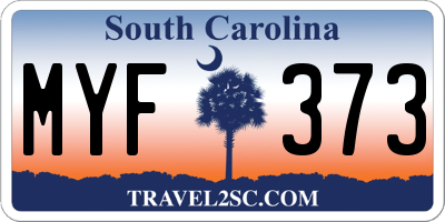 SC license plate MYF373