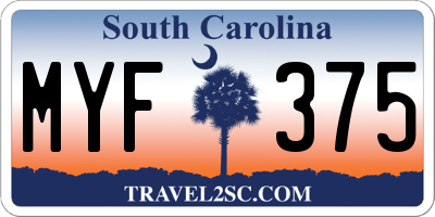 SC license plate MYF375