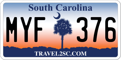 SC license plate MYF376
