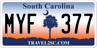 SC license plate MYF377