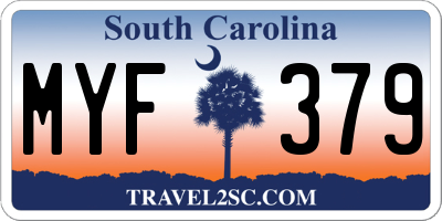 SC license plate MYF379