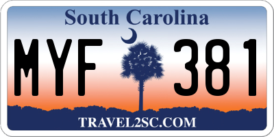 SC license plate MYF381