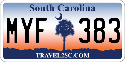 SC license plate MYF383