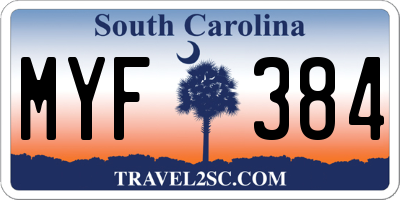SC license plate MYF384
