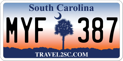 SC license plate MYF387