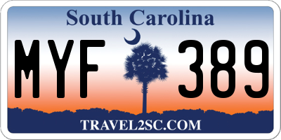 SC license plate MYF389