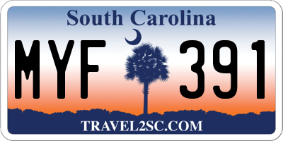 SC license plate MYF391