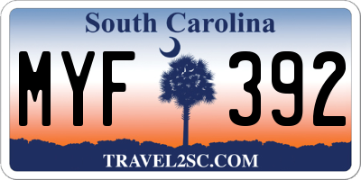 SC license plate MYF392