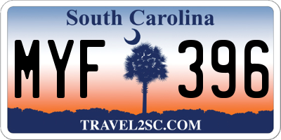 SC license plate MYF396