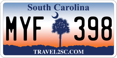 SC license plate MYF398