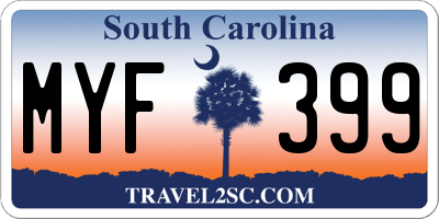 SC license plate MYF399