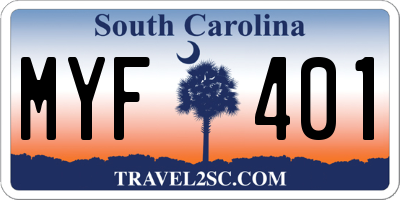 SC license plate MYF401