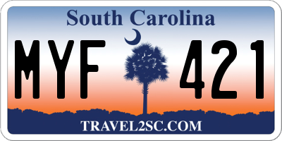 SC license plate MYF421