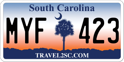 SC license plate MYF423