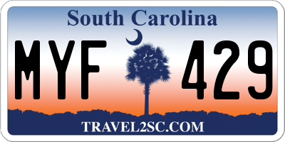 SC license plate MYF429