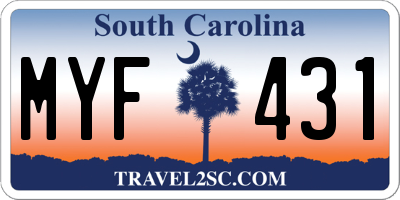 SC license plate MYF431