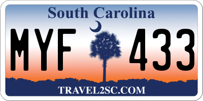 SC license plate MYF433