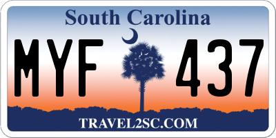 SC license plate MYF437