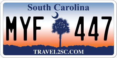 SC license plate MYF447