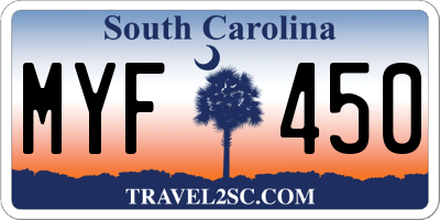 SC license plate MYF450