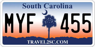 SC license plate MYF455