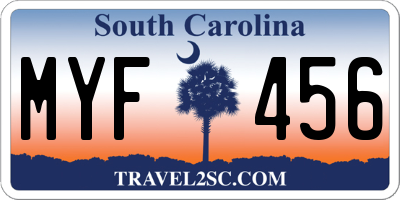SC license plate MYF456
