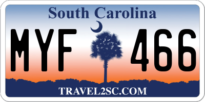 SC license plate MYF466