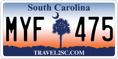SC license plate MYF475