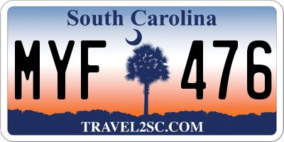 SC license plate MYF476