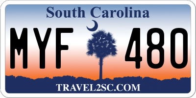 SC license plate MYF480