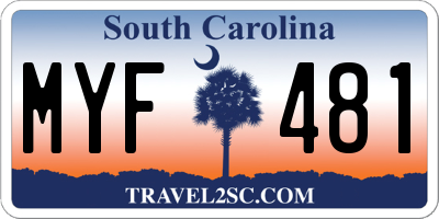 SC license plate MYF481