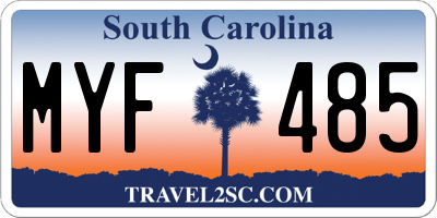 SC license plate MYF485